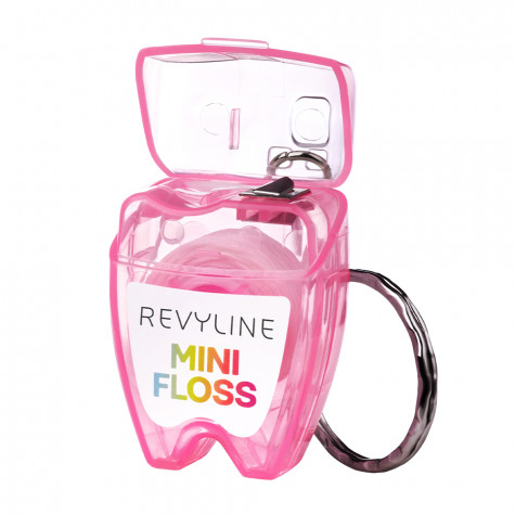 Зубная нить вощеная Revyline floss mini, полиэстер с бамбуковым углем, 15 м, розовая